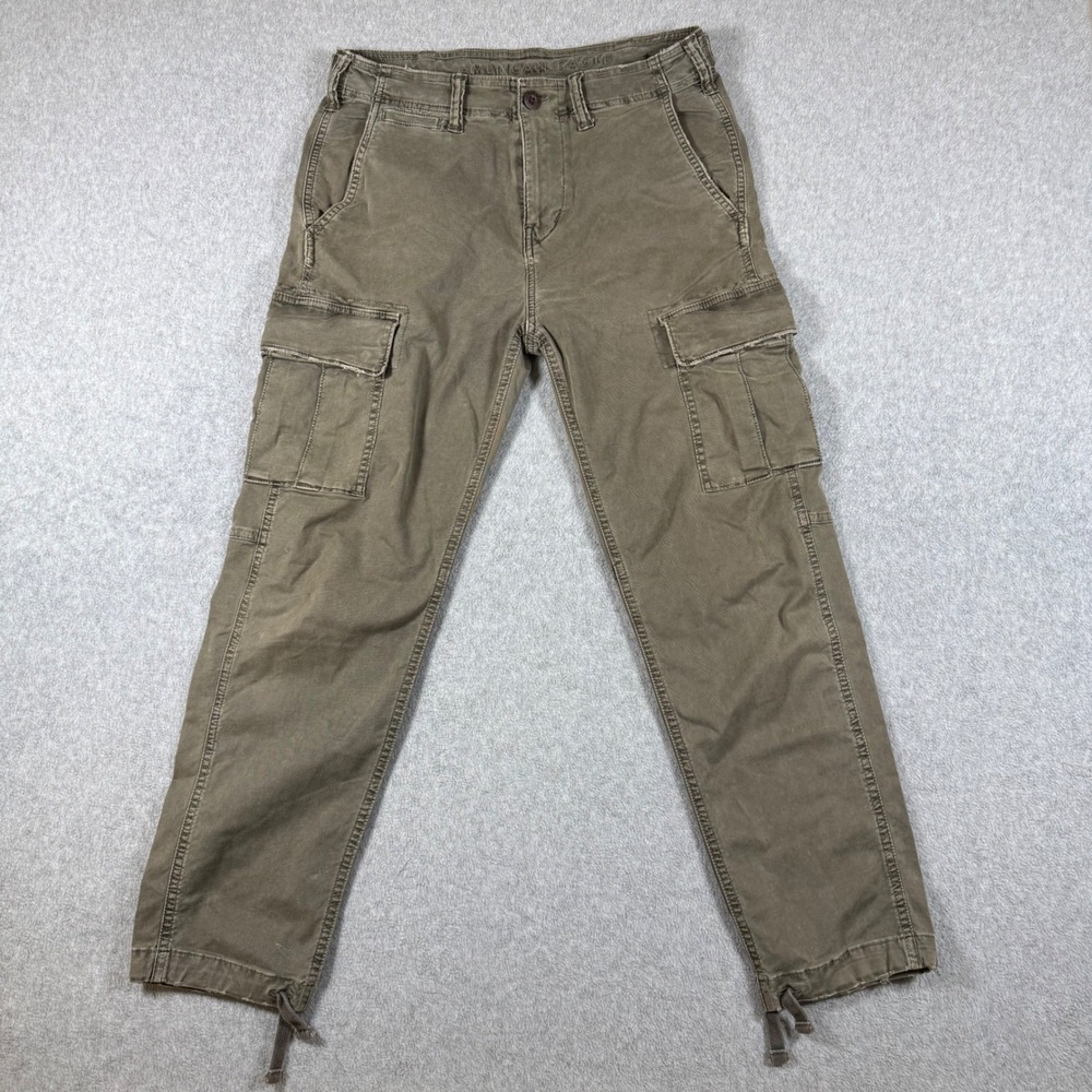 American Eagle Cargo Pants Womens Green Flex Straight Leg Utility Size 29x30